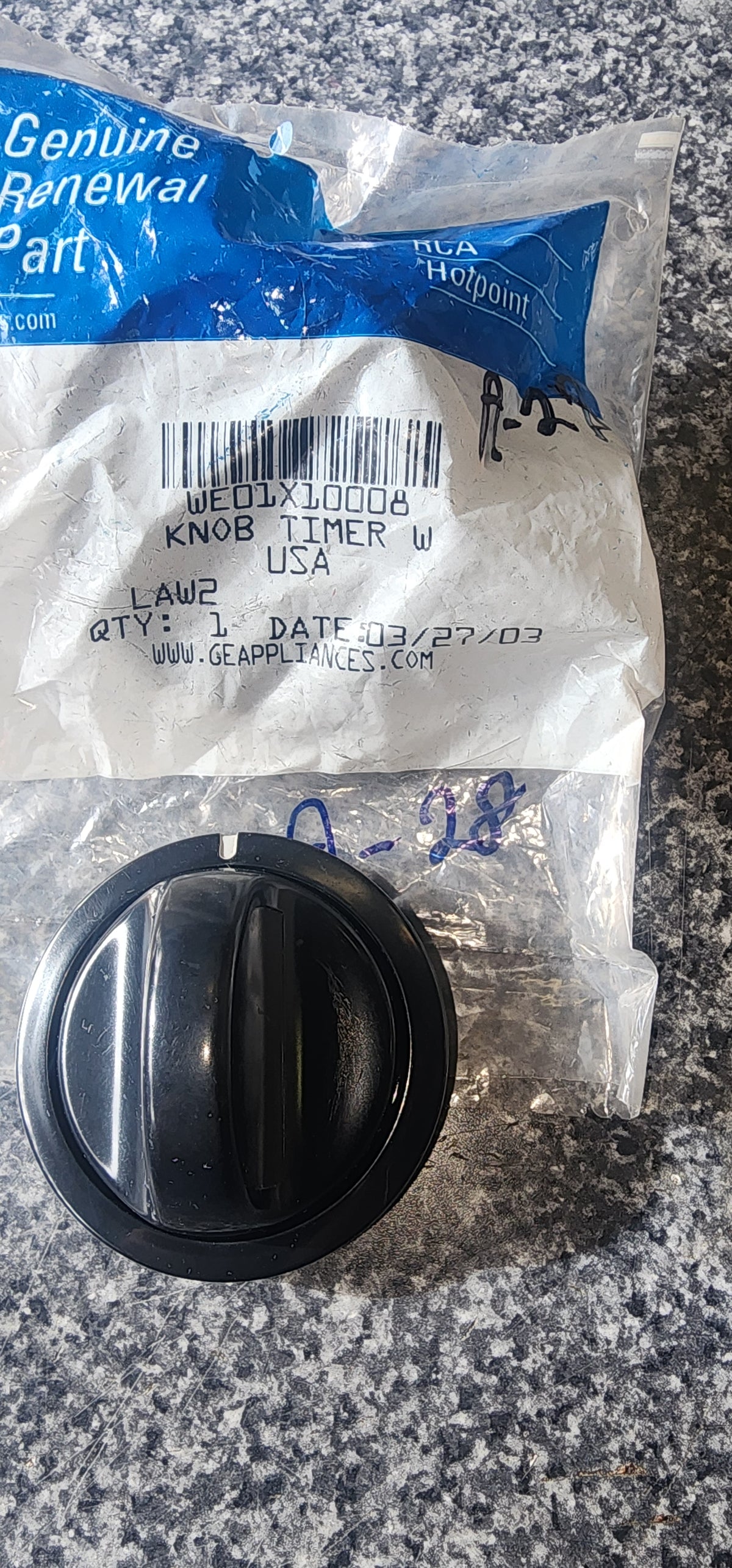 General Electric Dryer Timer Knob BLACK WE01X10008 >> NLA <<