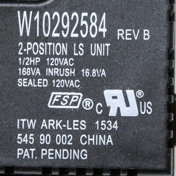 Whirlpool Washing Machine Pressure Switch WPW10292584 / W10292584 >> NLA <<