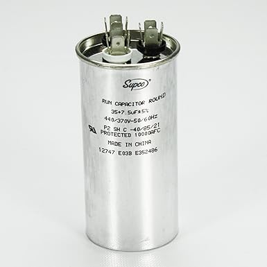 SUPCO Dual Motor Run Capacitor, Round CD35+7.5X440R