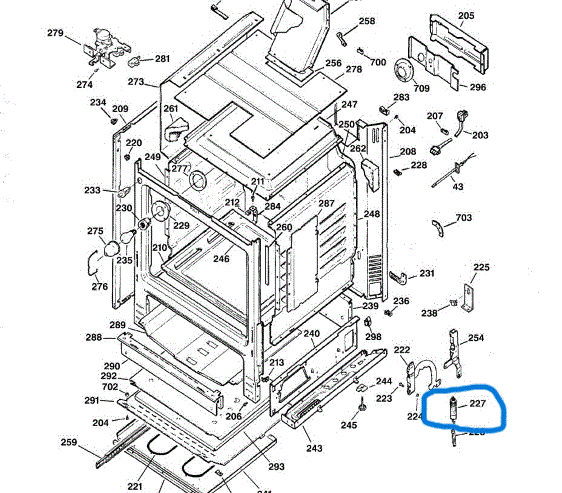 General Electric Oven Door Spring WB9K5 >> NLA <<